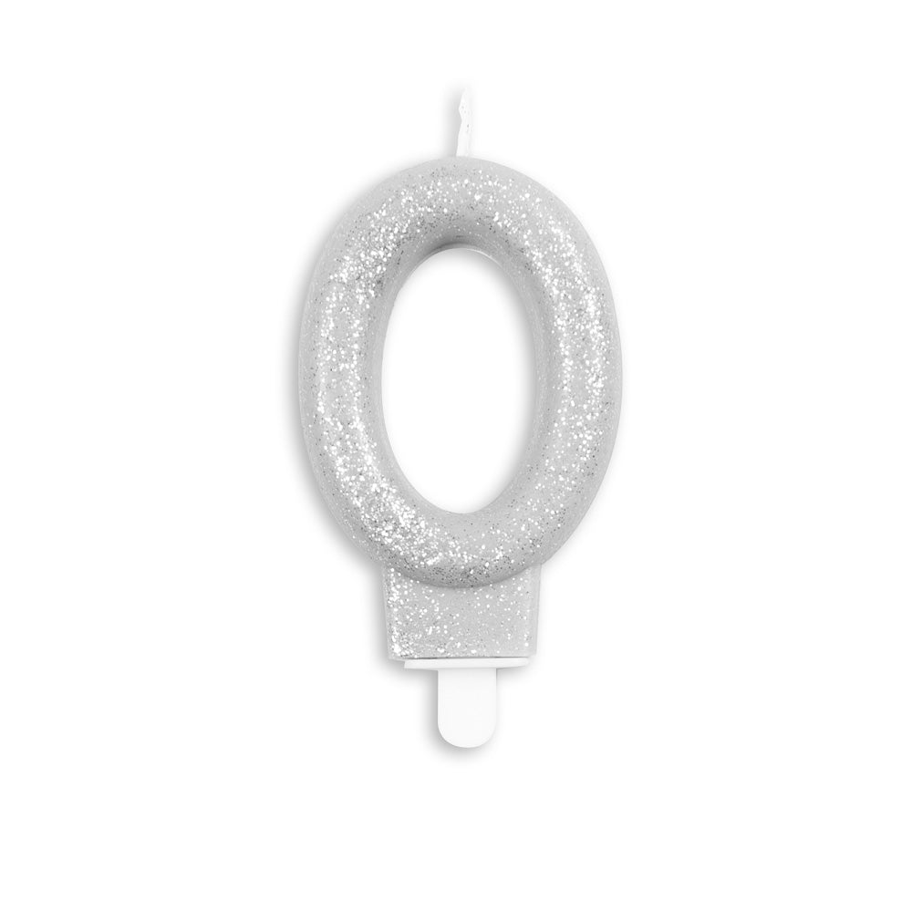 Cijferkaars glitter zilver 0-9