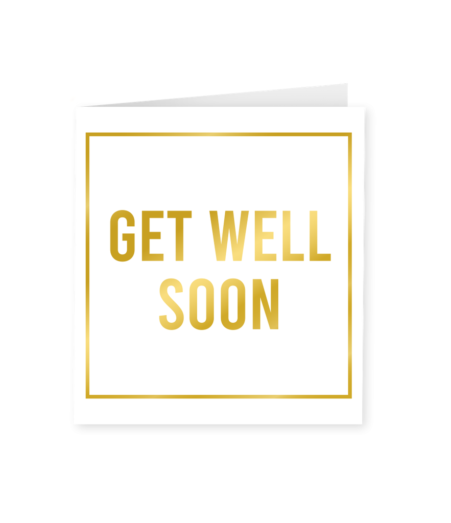 Kaart goud/wit Get well soon