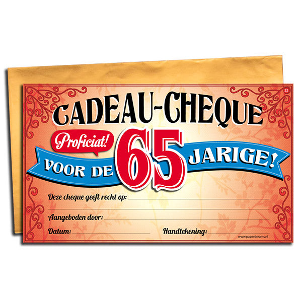Cadeau-cheque 65 Jarige