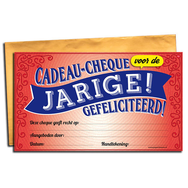 Cadeau-cheque Jarige