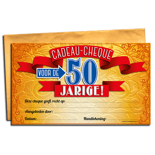Cadeau-cheque 50 Jarige