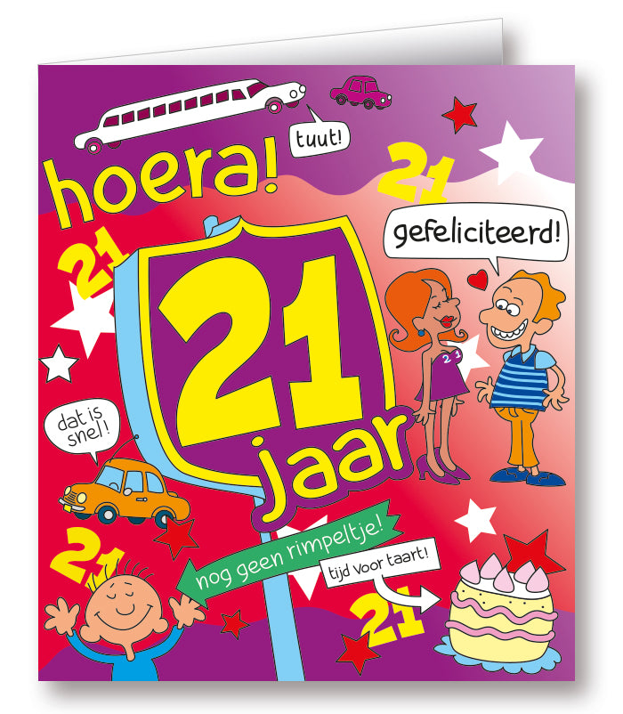 Kaart Cartoon 21 jaar
