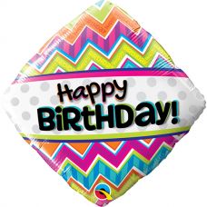 [14687] Folie helium ballon Happy Birthday chevron patterns