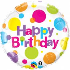 [29827] Folie helium ballon Happy Birthday polka dots
