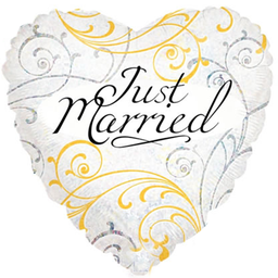 [36163] Folie helium ballon Just Married zilver