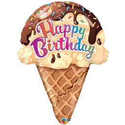 [16400] Folie helium ballon Shape Happy Birthday Ice Cream Cone  69cm