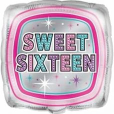 [51555] Folie helium ballon Sweet 16 vierkant