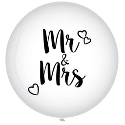 [536138] Ballonnen bedrukt Mr. & Mrs. 3ft ongeblazen