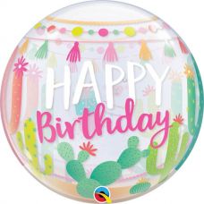 [87742] Bubble helium ballon Happy Birthday lama party