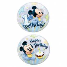 [12864] Bubble helium ballon Mickey Mouse 1st Birthday