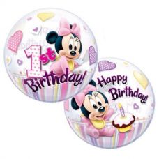 [12862] Bubble helium ballon Minnie Mouse 1st Birthday