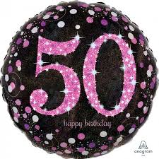 [33787] Folie helium ballon 50 jaar pink sparkle