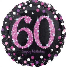 [33788] Folie helium ballon 60 jaar pink sparkle