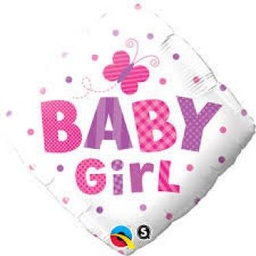 [14659] Folie helium ballon Baby Girl dots & butterflies