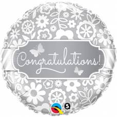 [17074] Folie helium ballon Congratulations zilver