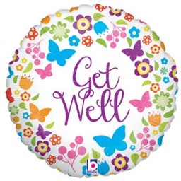 [36154-P] Folie helium ballon Get Well vlinders