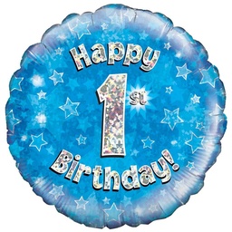 [41592] Folie helium ballon Happy 1st birthday blauw