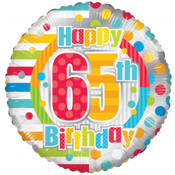 [19879-18] Folie helium ballon Happy 65th Birthday