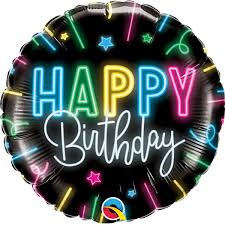 [12276] Folie helium ballon Happy Birthday neon glow