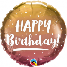 [12279] Folie helium ballon Happy Birthday ombre gold / rose gold