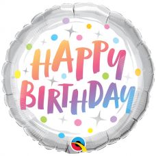 [87992] Folie helium ballon Happy Birthday rainbow dots