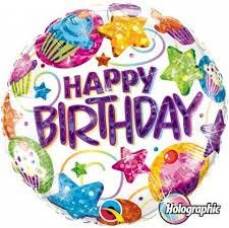 [41438] Folie helium ballon Happy Birthday stars