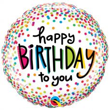 [28126] Folie helium ballon Happy Birthday to you sprinkled dots