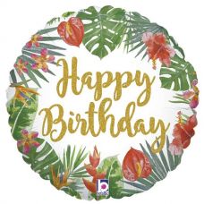 [36805GH-P] Folie helium ballon Happy Birthday tropical party