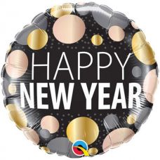 [58163] Folie helium ballon Happy New Year metallic dots