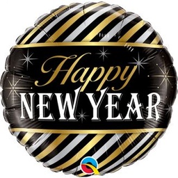 [43525] Folie helium ballon Happy New Year stripes