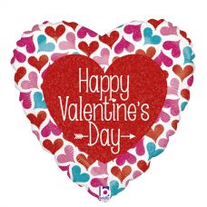 [36214] Folie helium ballon Happy Valentine's Day cute hearts