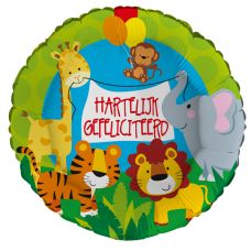 [78028H] Folie helium ballon Hartelijk Gefeliciteerd dieren