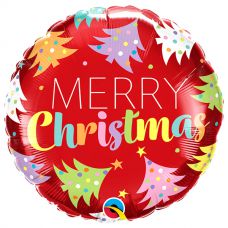 [15025] Folie helium ballon Merry Christmas Trees