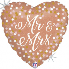 [36714GH-p] Folie helium ballon Mr & Mrs rose gold