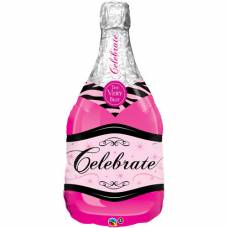 [15844] Folie helium ballon Shape Celebrate Bubbly Wine Pink  99cm