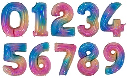 Dubbele Folie Cijfer ballonnen 40"/102cm 10-99 Regenboog