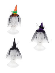 Mini hoedje heks op diadeem en met sluiertje