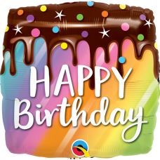 [10485] Folie helium ballon Happy Birthday Drip.