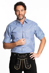 Cowboy / Tiroler overhemd blauw-wit geruit
