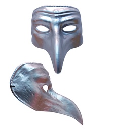 [PM058] Masker zilver met lange snavelneus/ Venetiaans pestmasker plastic