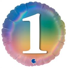[G78041RH-P] Folie helium ballon 1 jaar regenboog