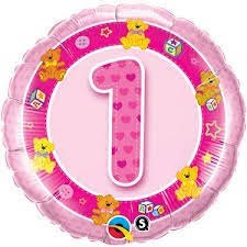 [26281] Folie helium ballon 1 jaar roze