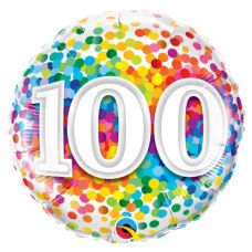 [49565] Folie helium ballon 100 jaar rainbow dots