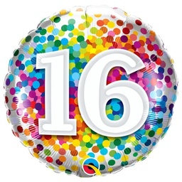 [18892] Folie helium ballon 16 jaar rainbow dots