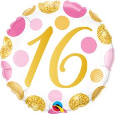 [88172] Folie helium ballon 16 jaar roze en gouden
