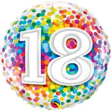 [49502] Folie helium ballon 18 jaar Rainbow Dots