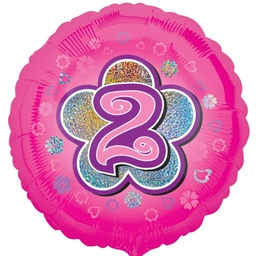 [29544] Folie helium ballon 2 jaar roze bloem