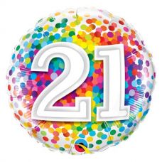 [49508] Folie helium ballon 21 jaar rainbow dots