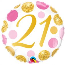 [88178] Folie helium ballon 21 jaar roze en gouden