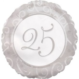 [11056] Folie helium ballon 25 jaar zilver
